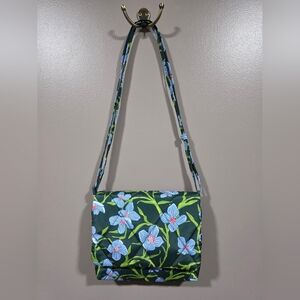 Vera Bradley Green Crossbody with Blue Floral Print